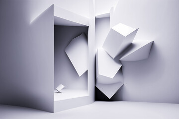 Arrière plan  abstrait minimaliste géométrique blanc - Générative ia