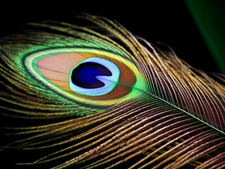 Obraz premium Close Up of a Peacock Feather | Generative AI