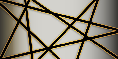 Luxury premium golden and black random chaotic liens lines abstract background. Vector, illustration