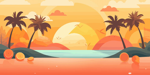 Fototapeta na wymiar Summer concept captured in flat illustration style