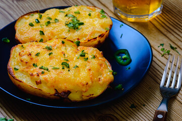 Barbecue Baked Potatoes with Cheese and Sour Cream