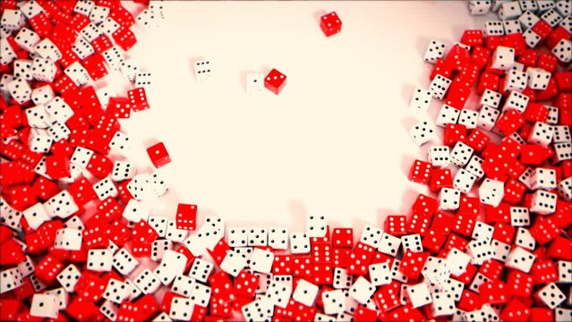 Las Vegas Dices Animation - Pile of dice, Red and white dices