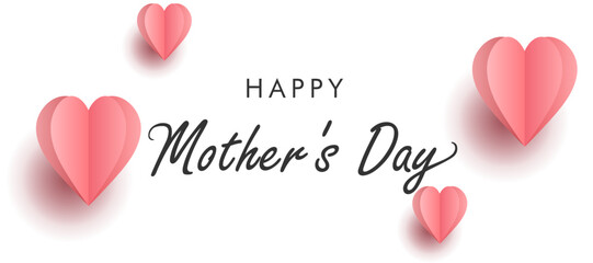 happy mother day minimalist design with love, heart shape flower vector EPS10