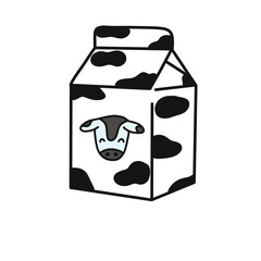 milk bottle, milk carton ,food and drink icon , doodle illustration