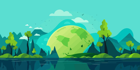 World Environment Day depicted in flat design