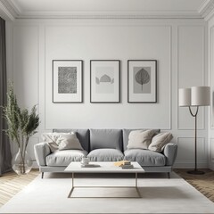 modern living room frames mockup