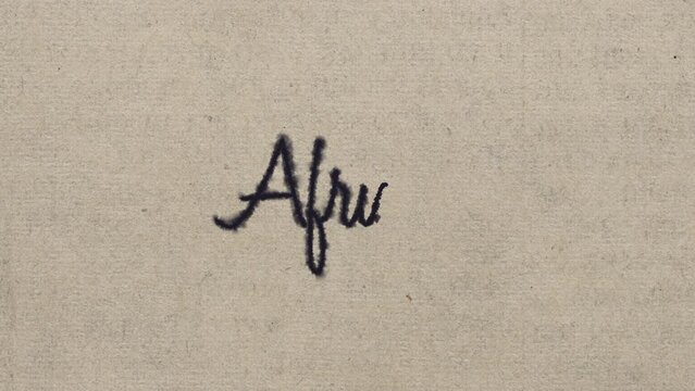 Script font graphic with ink bleeding into paper, on green screen and on a white background, writing the text "Africa"