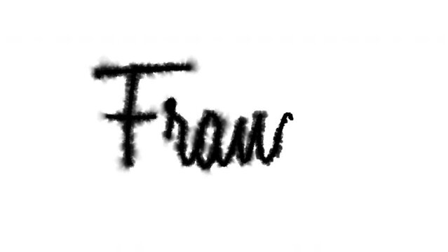 Script font graphic with ink bleeding into paper, on green screen and on a white background, writing the text "France"