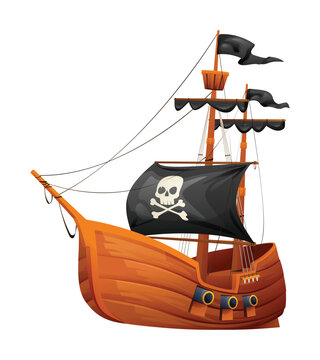 recommend clip art: Pirate ship vector illustration isolated on white background