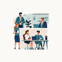 Fototapeta na wymiar Illustration of business people in a meeting