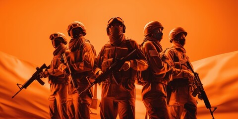 Anti terrorism day orange background, Stop the war with counter terrorism team. Generative Ai