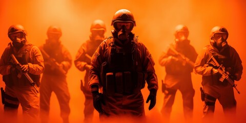 Anti terrorism day orange background, Stop the war with counter terrorism team. Generative Ai