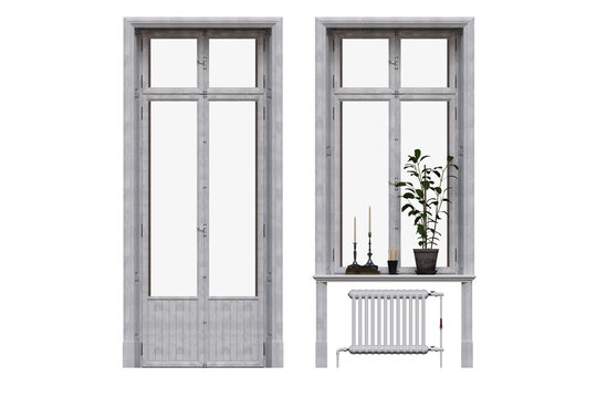 windows in the interior isolated on transparent background, 3D illustration, cg render
