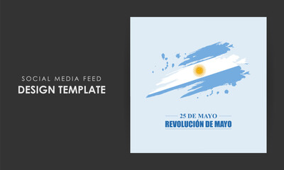 Vector illustration of revolución de mayo social media story feed mockup template