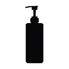 Shampoo Bottle Silhouette. Black and White Icon Design Element on Isolated White Background