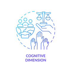 Cognitive dimension blue gradient concept icon. Understanding human rights. GCED domain of learning abstract idea thin line illustration. Isolated outline drawing. Myriad Pro-Bold fonts used