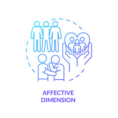 Naklejka premium Affective dimension blue gradient concept icon. SEL activity. Shared values. GCED socio emotional skills abstract idea thin line illustration. Isolated outline drawing. Myriad Pro-Bold fonts used