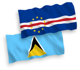 Flags of Saint Lucia and Republic of Cabo Verde on a white background