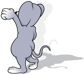 Gray Mouse from Profile with a Raised Paw