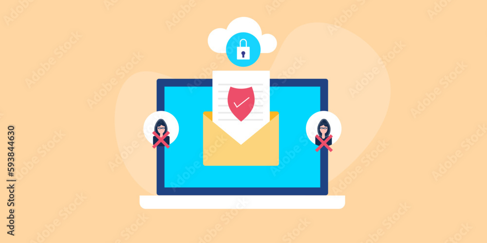Poster cloud security, email data protection from anonymous hacker attack, cyber security internet technolo