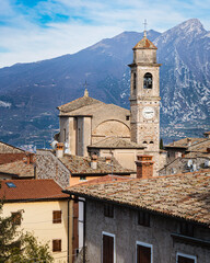 View of church in Torre del Benako on the Garda Lake, Italy