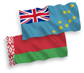 Flags of Tuvalu and Belarus on a white background