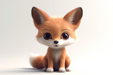 tiny female fox k Kawaii adorable eyes Pixar style Wi white background  Generative AI