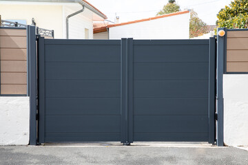 grey aluminum modern high gate home gray portal of suburb city house