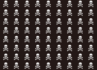 Pattern pirate skull wallpaper. seamless skull pattern on black background Halloween Skull Pattern Background Illustration Stock Illustration. For printing, fabric, textile, manufacturing, wallpapers.
