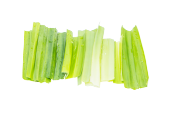 Fresh green pandan leaves cut into pieces arranged in an orderly manner. isolated on cut out PNG. Pandan leaves have a naturally sweet taste and soft aroma.	