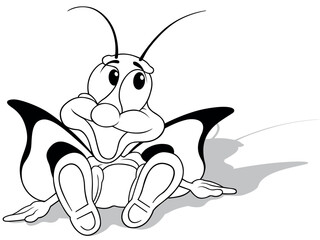 Drawing of a Sitting Butterfly with Outstretched Wings