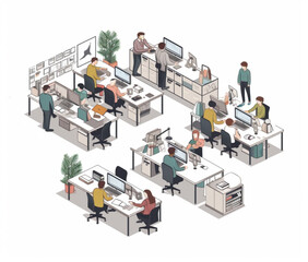 Illustration of people working on a office