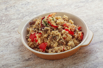 Arabic cous cous with meat and tomato