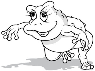 Drawing of a Smiling Dancing Frog