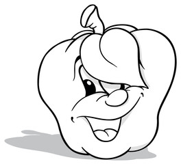 Drawing of a Smiling Apple with a Leaf over its Eyes
