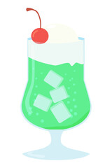 メロン味のクリームソーダのイラスト