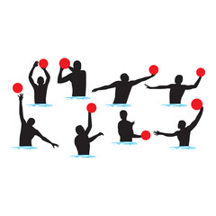 water polo silhouette set