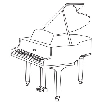 Piano in doodle style. Hand drawn vector illustration musical instrument