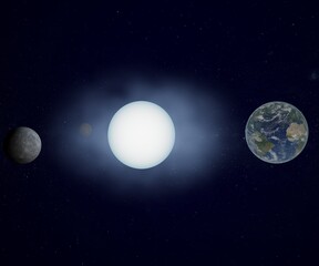 white dwarf star with planet earth have similar size 3d rendering