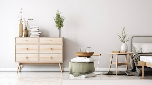 Stylish Living Room. Modern Interior Design Background. Generative AI.