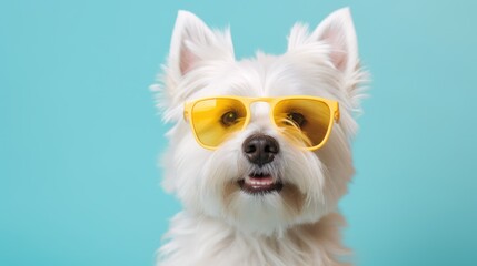 Dog in summer with sunglasses , Generative AI	