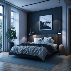 Interior of a modern bedroom, generative ai