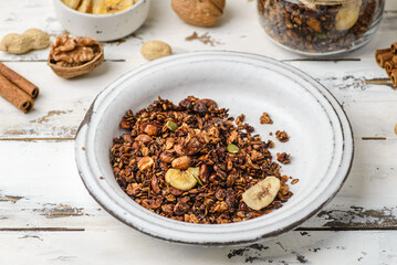 granola baked with nuts and honey