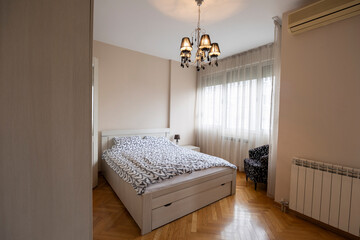 Bedroom interior with master bed in rental apartment