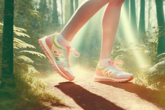 Running outdoors in nature concept created with ai generative technology