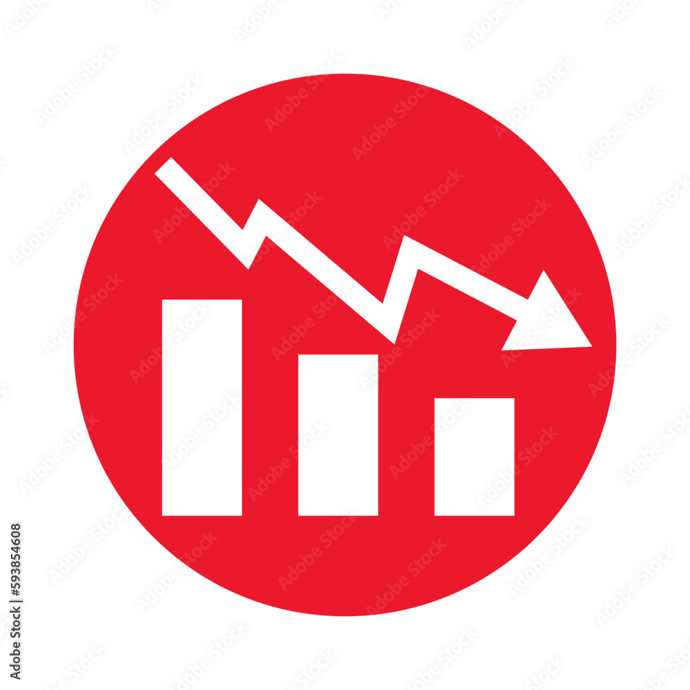 Poster decreasing bar graph. descending trend. crash. vector.