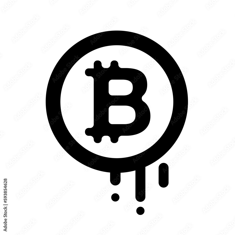 Poster declining value bitcoin icon. vector.