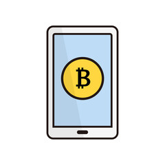 Bitcoin Payment with Smartphone. Vector.