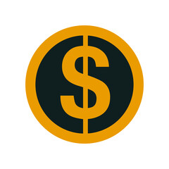 Modern dollar coin icon. Vector.