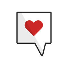 Heart and speech bubble icon. Love and emotion.